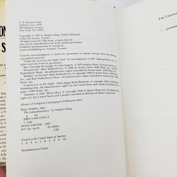 Stephen King Tommyknockers First Edition 2nd State Red 1987 'Permissions' Book - Picture 3 of 12